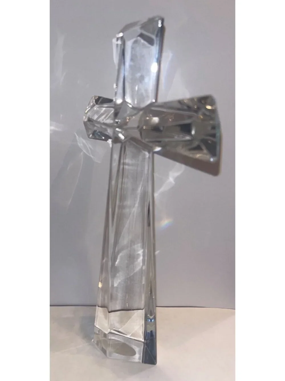 24% Lead Crystal Bohemian Teleflora Cross Figurine Made In Czech Republic - Picture 3 of 5